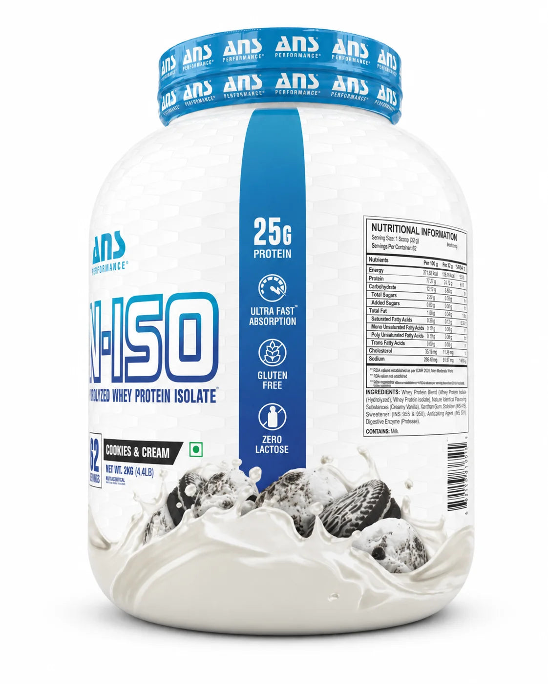 ANS Performance N-ISO Hydrolyzed Whey Protein Isolate (Milk Chocolate / Cookies & Cream | Vanilla) 4.4LB (2kg)