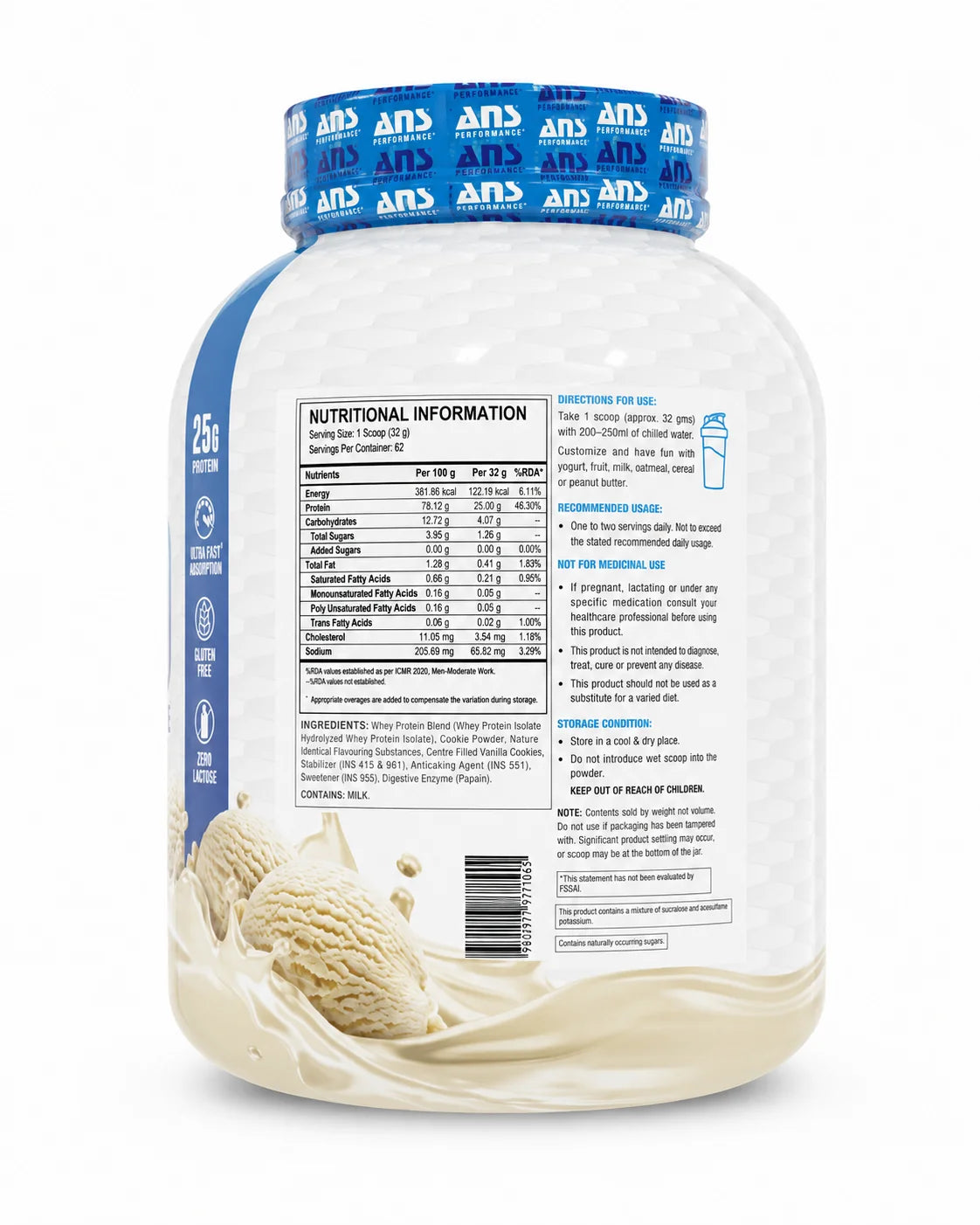 ANS Performance N-ISO Hydrolyzed Whey Protein Isolate (Milk Chocolate / Cookies & Cream | Vanilla) 4.4LB (2kg)