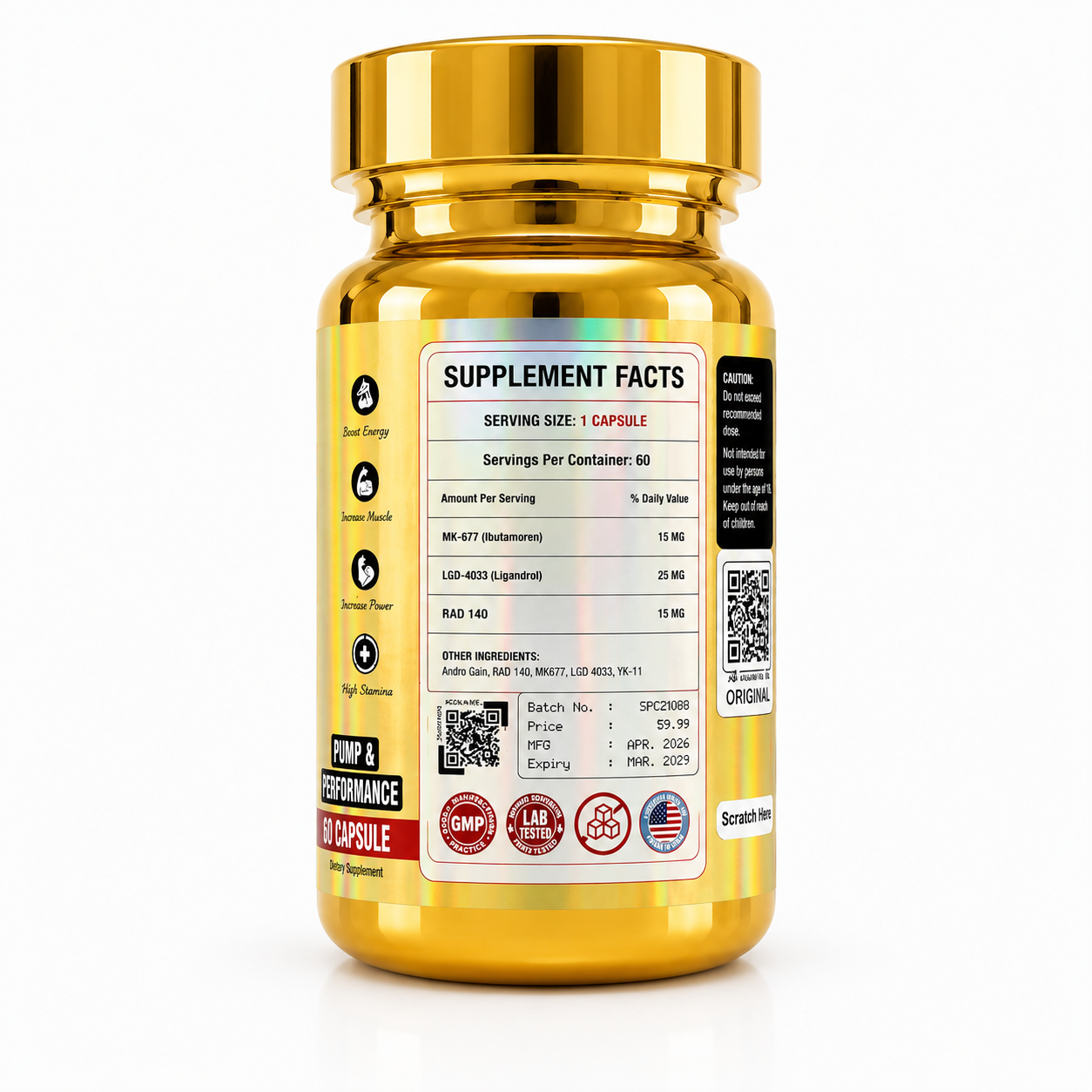 Wolf Pharma Ultra Lean Gaining Pump Energy – Advanced Mass & Strength Formula (60 Capsules)