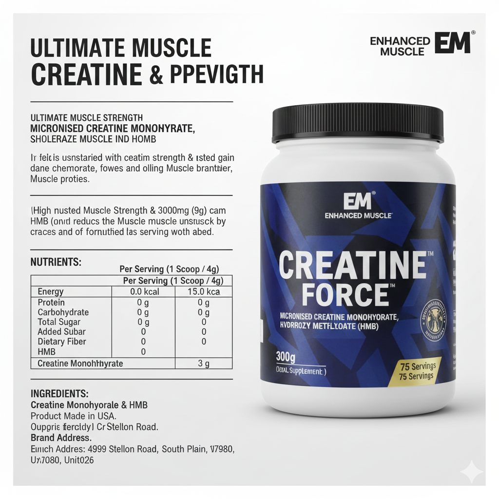 Enhanced Muscle: Creatine Force (3000mg Micronized)