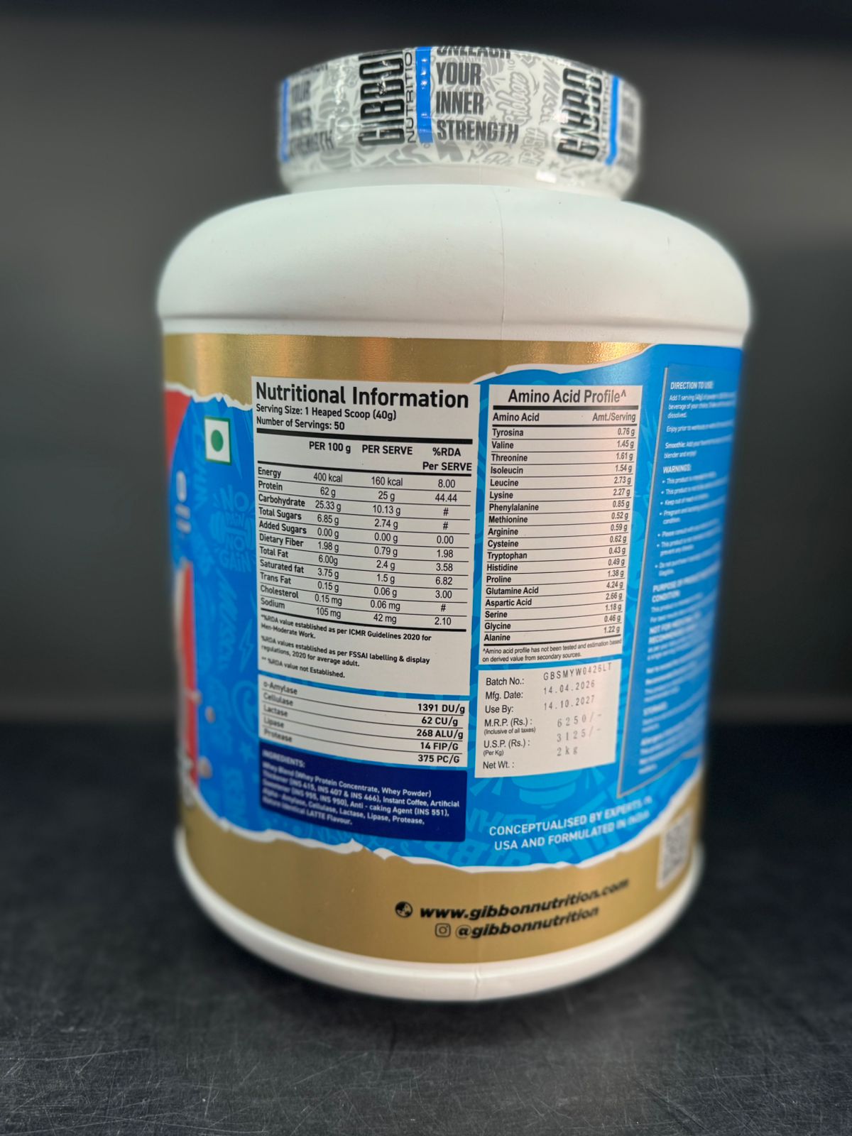 Gibbon Nutrition My Whey - Latte Whey Protein Concentrate (2 kg)