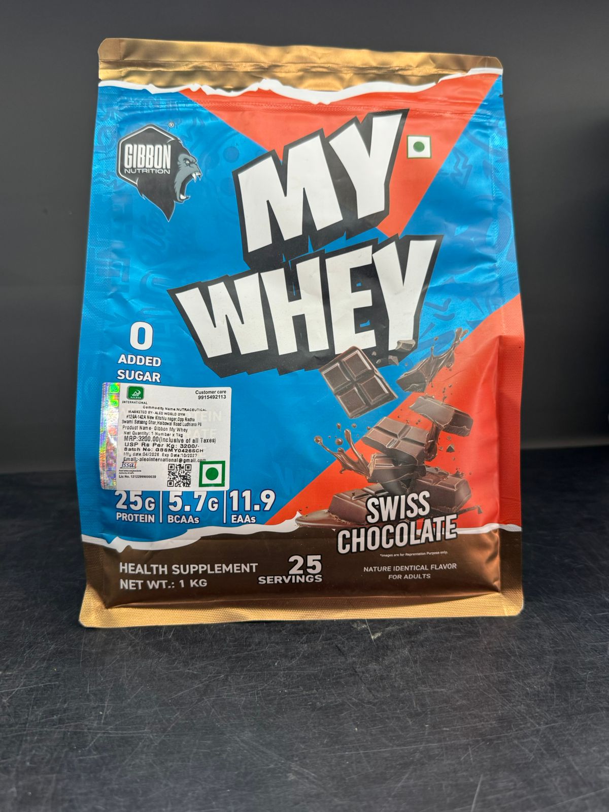 Gibbon Nutrition My Whey - Swiss Chocolate (1 kg, 25g Protein)