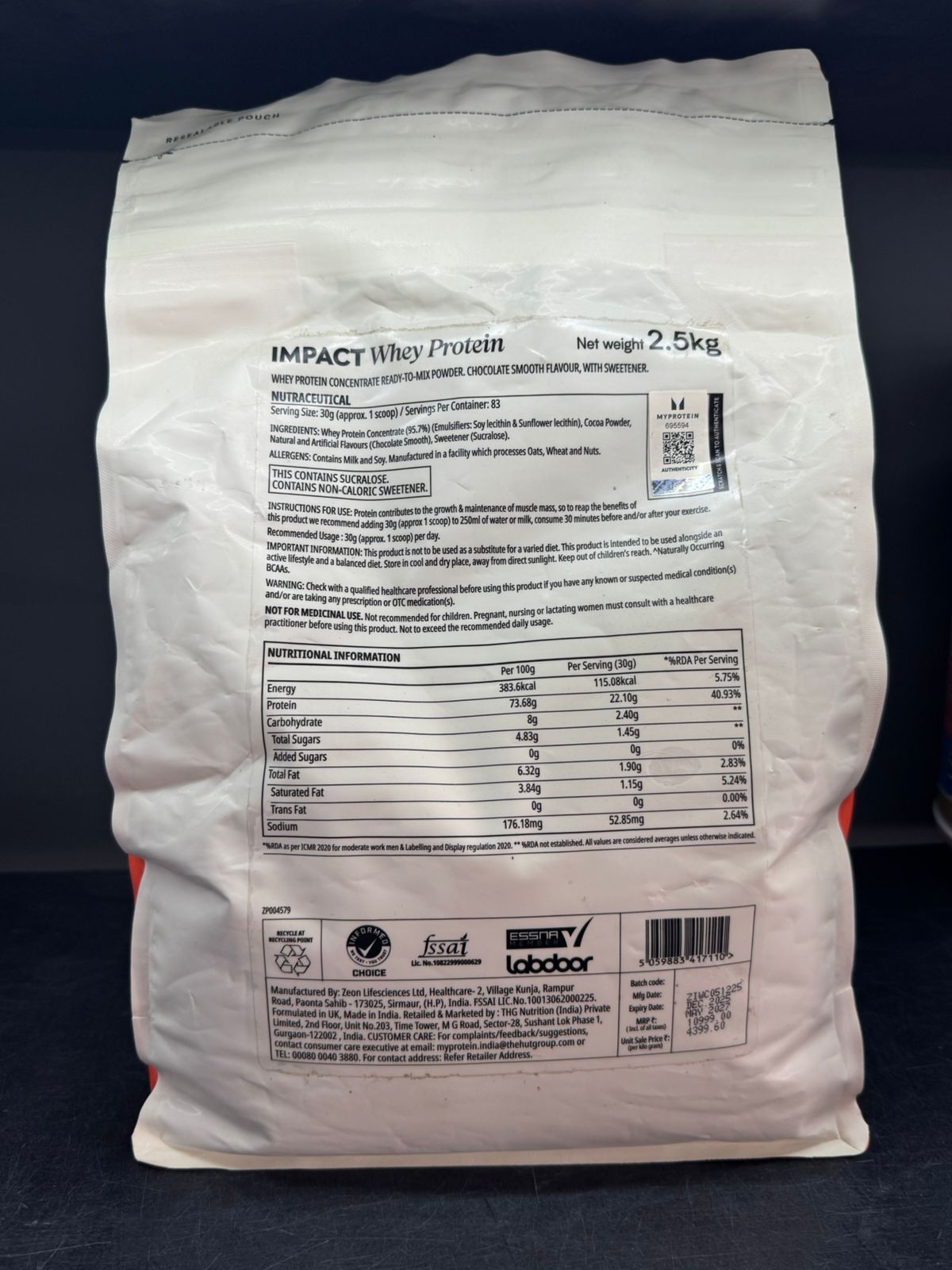 Myprotein Impact Whey Protein - Chocolate Smooth (2.5 kg)