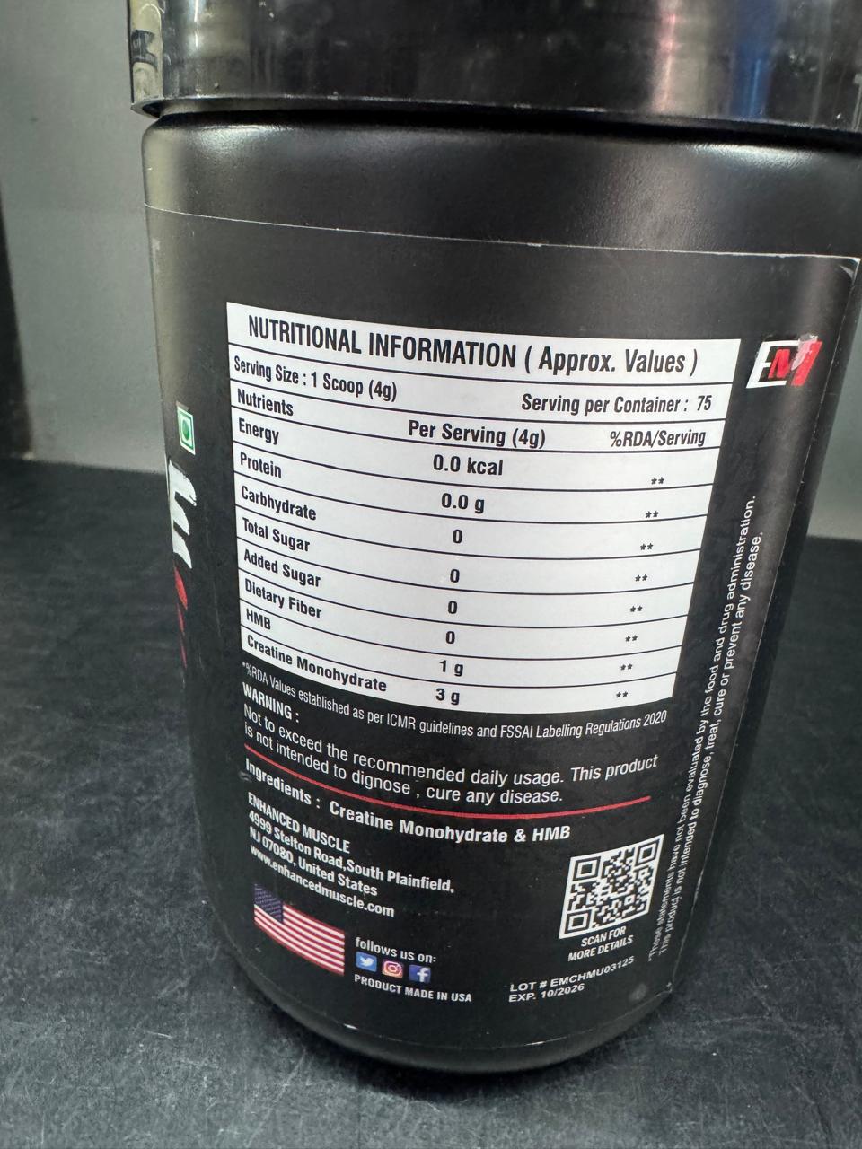 Enhanced Muscle: Creatine Force (3000mg Micronized)