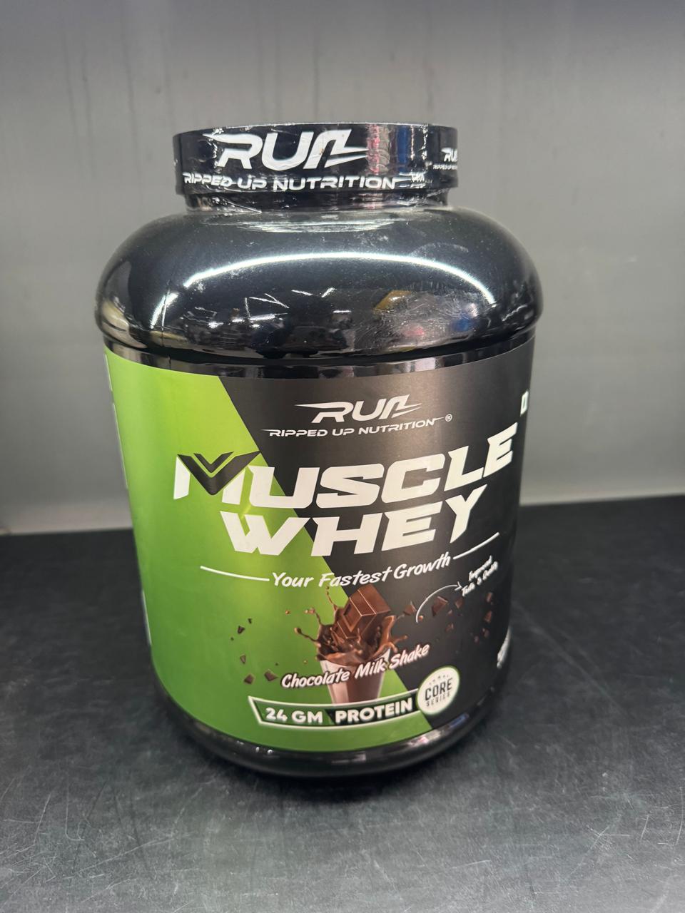 Run Ripped Up Nutrition Muscle Whey – Premium Whey Protein Blend with DigeZyme® (Chocolate Milk Shake Flavor)