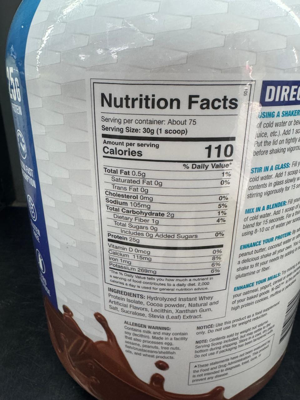 NS Performance N-ISO Hydrolyzed Whey Protein Isolate Flavor: Milk Chocolate Size: 5 LB (2.27 kg)