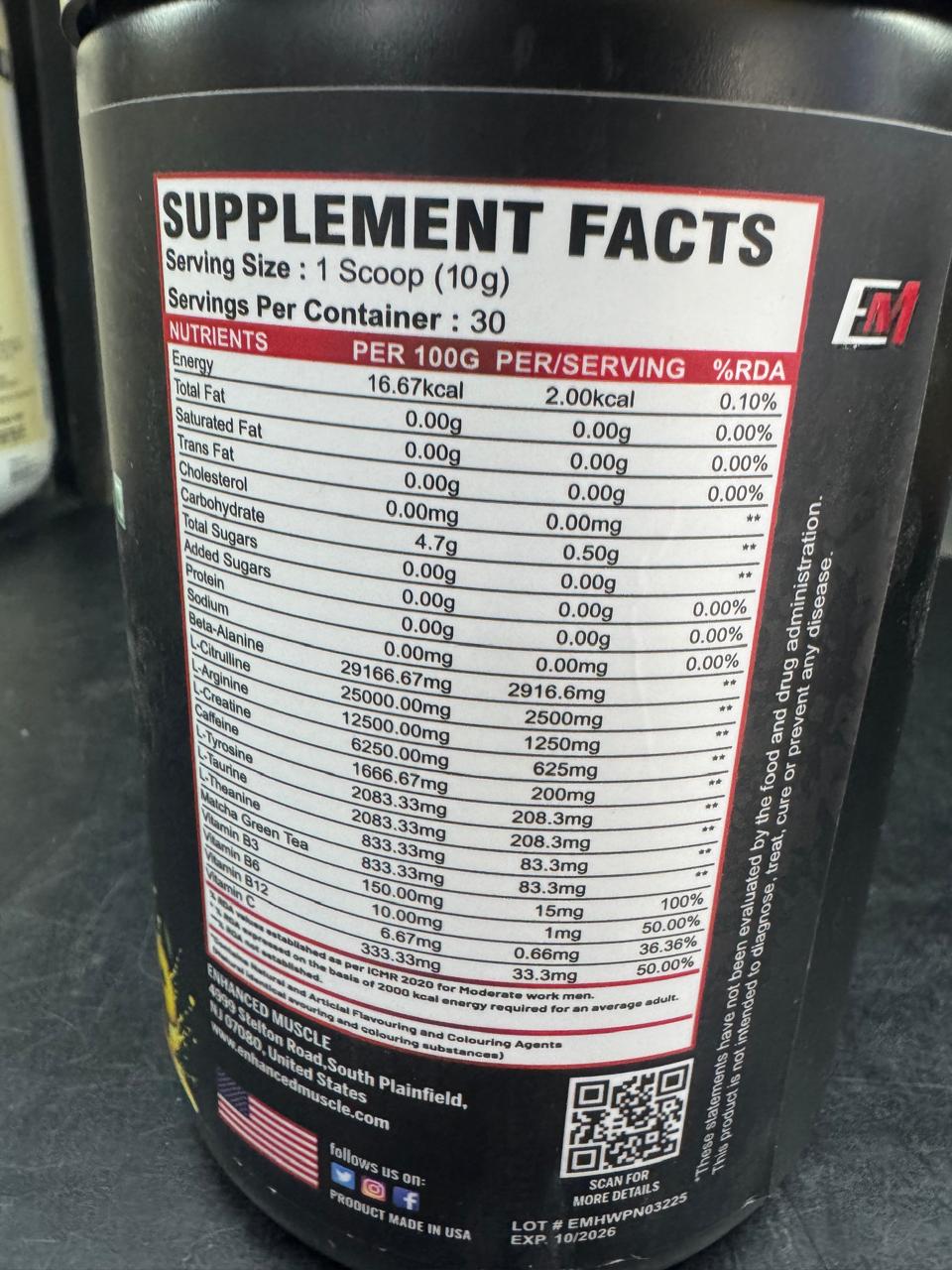 Enhanced Muscle Halloween Pre-Workout Flavor: Pineapple (Pina) Size: 300g