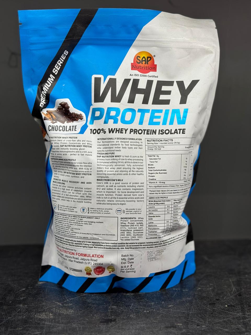 SAP Nutrition Premium Series Whey Protein – 100% Whey Protein Isolate (1.00 KG)