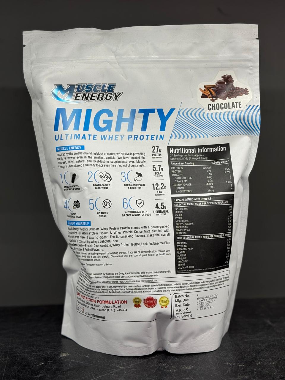 Muscle Energy Mighty Ultimate Whey Protein – High-Performance Whey Isolate & Concentrate Blend (1 KG)