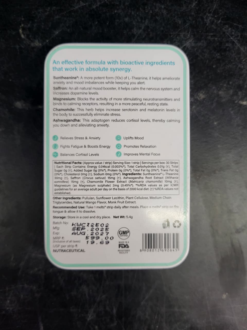 Wellbeing Nutrition | Melts® into Calm & Relaxation (30 Oral Thin Strips)