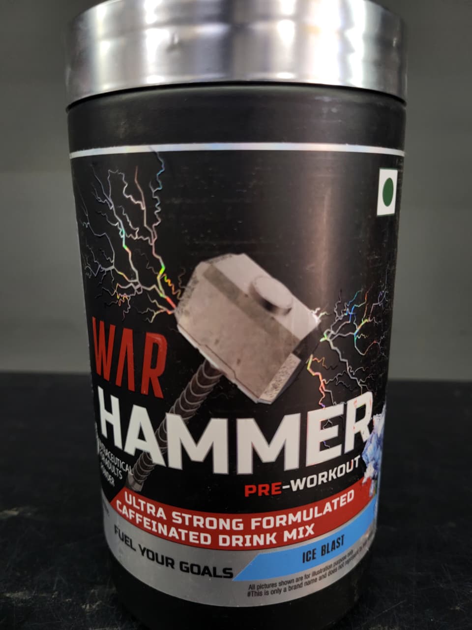 War Hammer Pre-Workout | Ultra-Strong Caffeinated Drink Mix – Ice Blast (480g)