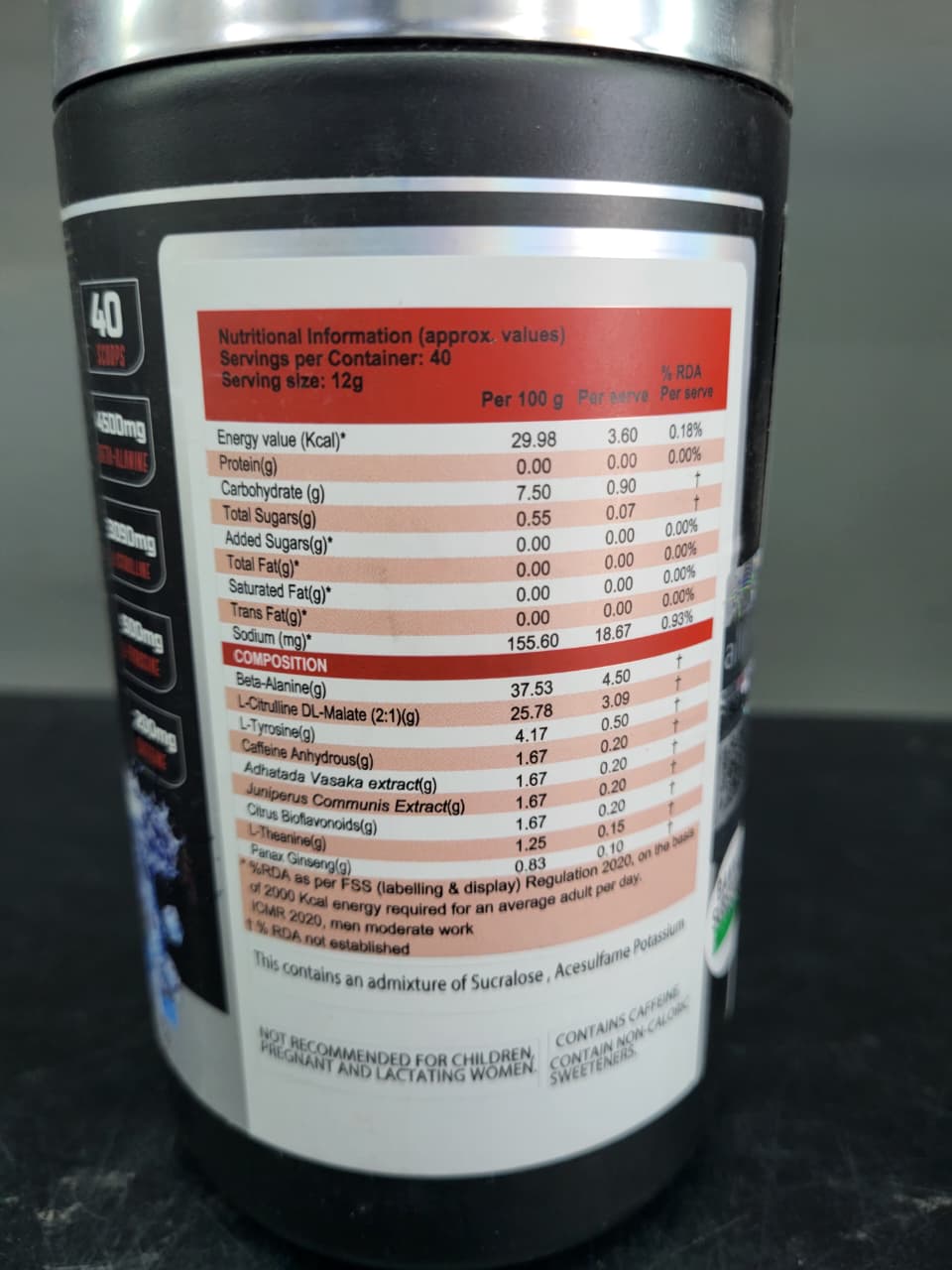 War Hammer Pre-Workout | Ultra-Strong Caffeinated Drink Mix – Ice Blast (480g)