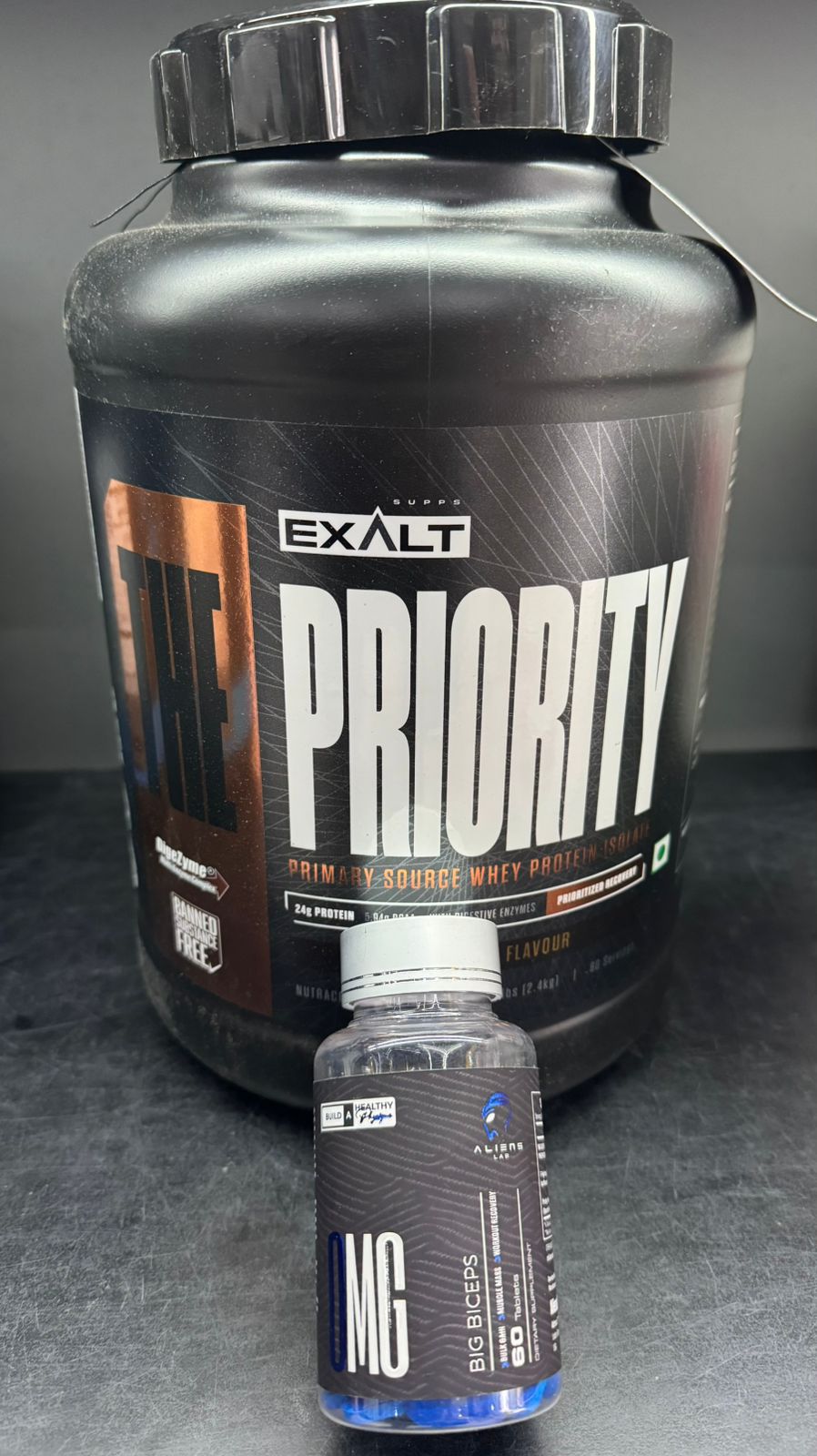 Special Combo: Exalt "The Priority" Whey Isolate (2.4kg) + Big Biceps Natural Gain Capsules