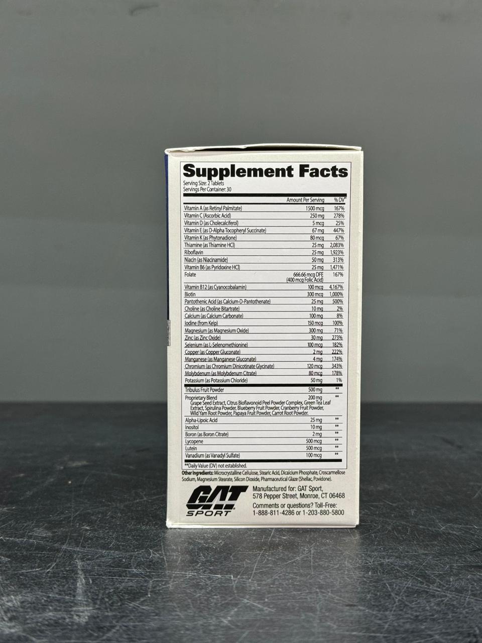 GAT Sport Men's Multi+Test – High Potency Multivitamin with Testosterone Support (60 Tablets)