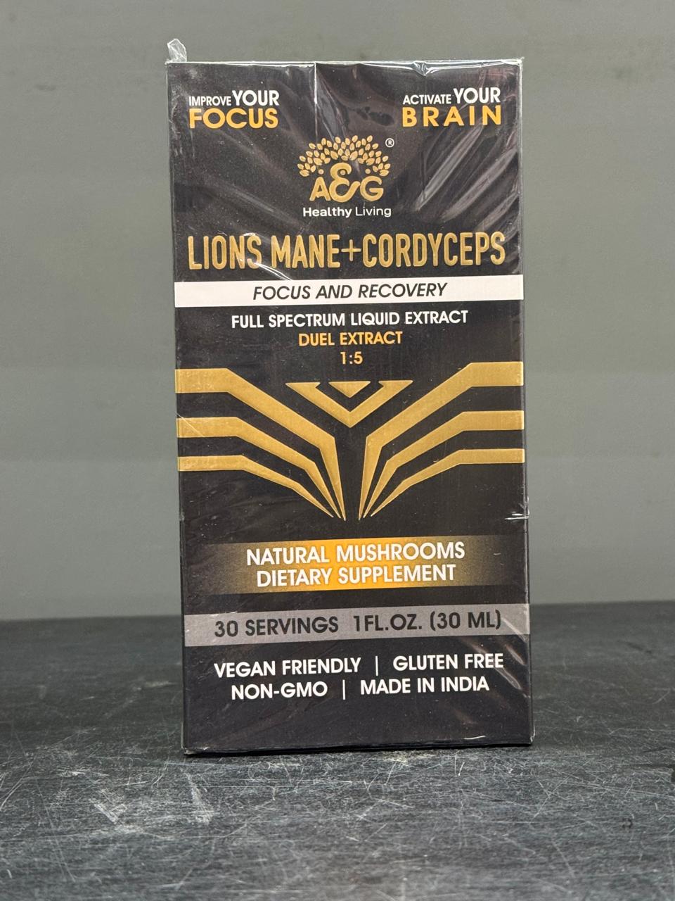Lions Mane + Cordyceps Dual Extract - Focus & Recovery Liquid Supplement (30ml)