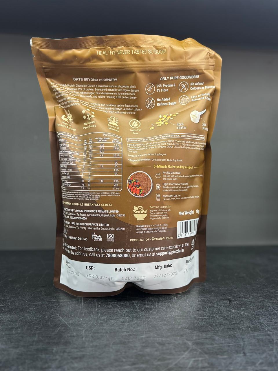 Pintola High Protein Oats - Chocolate 1 KG