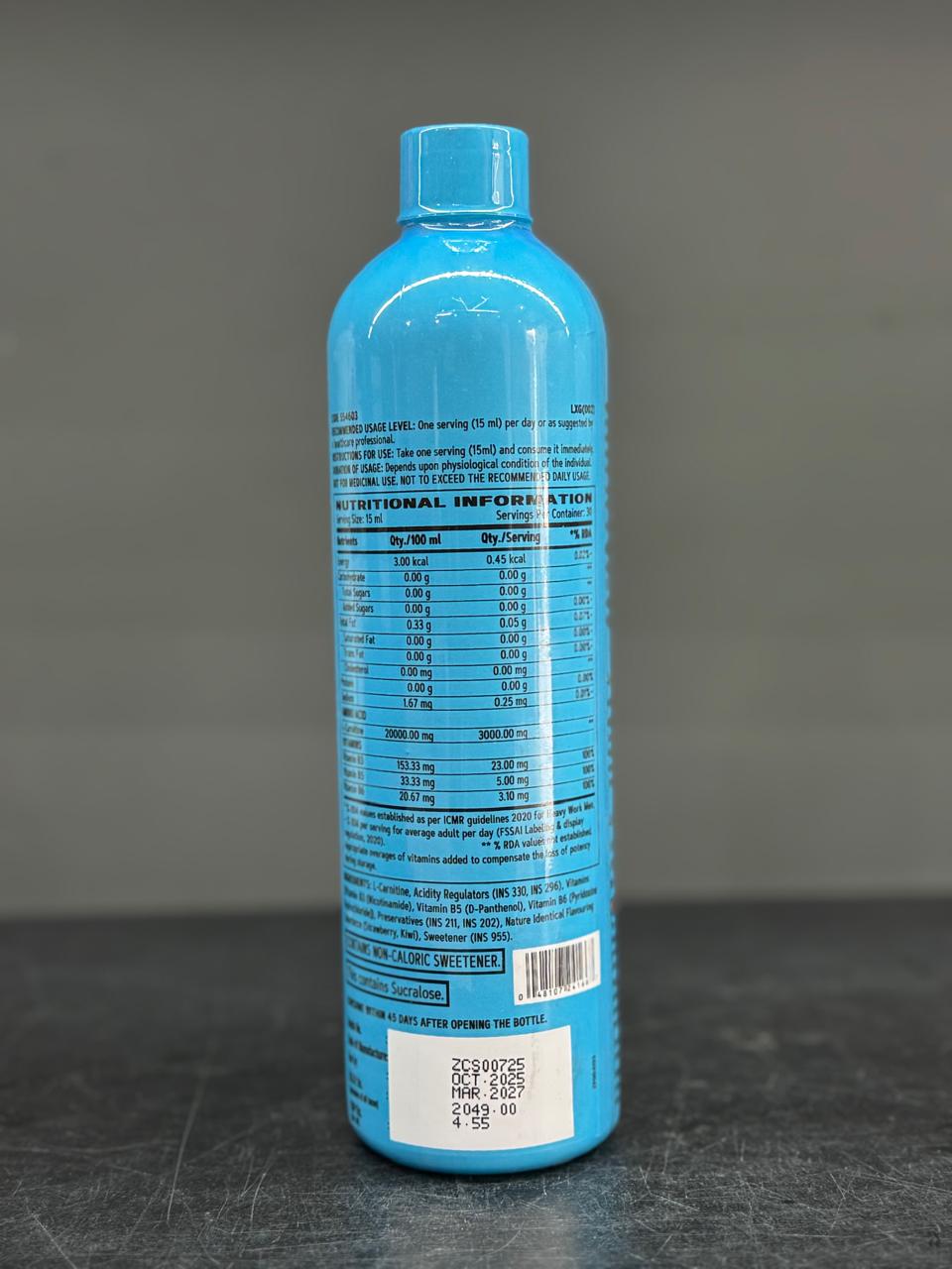 GNC Total Lean Triple Strength L-Carnitine Liquid – Strawberry Kiwi Flavor (450ml) - Fat Burner