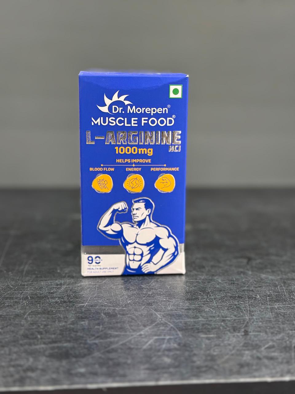 Dr. Morepen Muscle Food L-Arginine 1000mg – High Performance Amino Acid (90 Tablets)