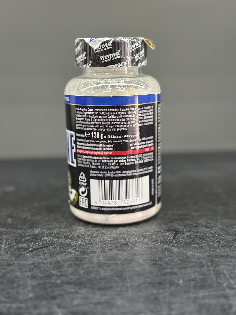 Weider L-Arginine Caps – High-Dose Amino Acid Support (100 Capsules)