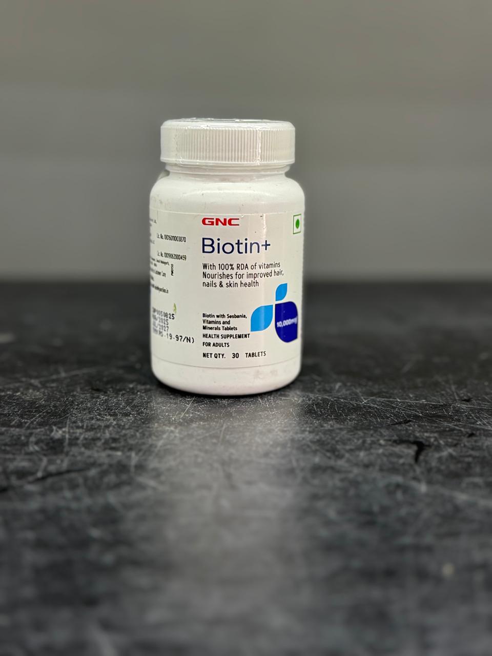 GNC Biotin+ – With 100% RDA of Vitamins for Hair, Skin & Nails (30 Tablets)