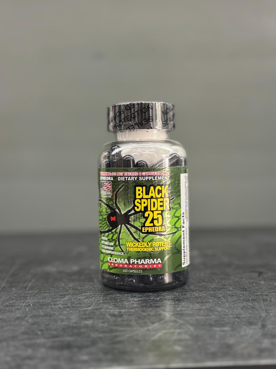 Cloma Pharma Black Spider 25 Ephedra – Wickedly Potent Thermogenic Support (100 Capsules) - Fat Burner