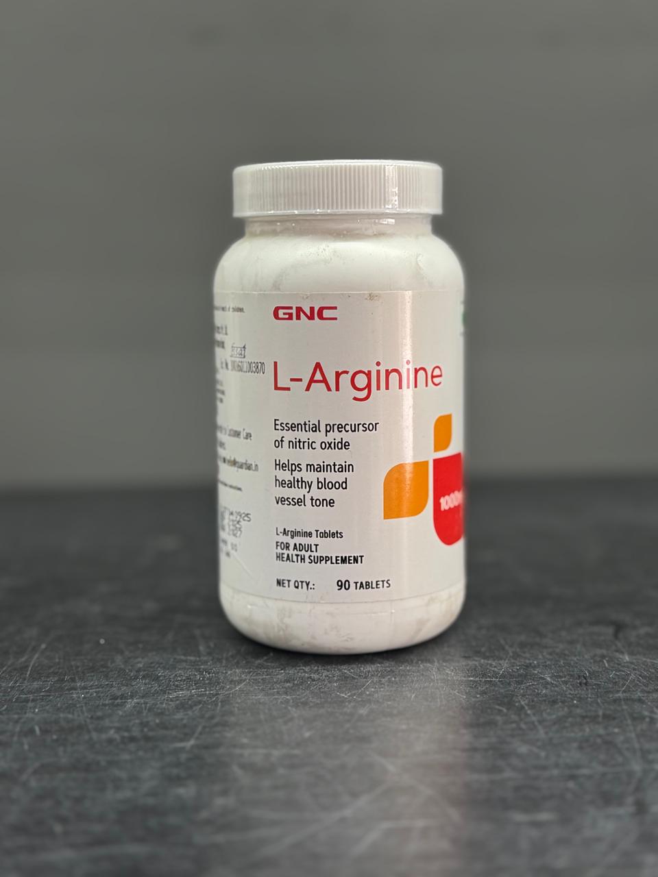 GNC L-Arginine 1000mg – Essential Nitric Oxide Precursor Muscle Pump (90 Tablets)
