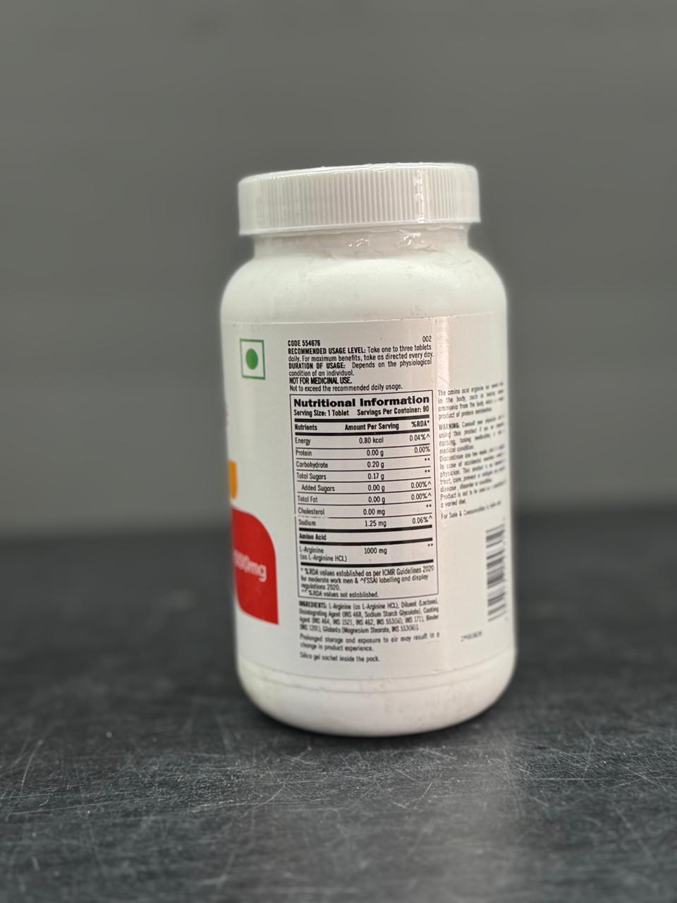 GNC L-Arginine 1000mg – Essential Nitric Oxide Precursor Muscle Pump (90 Tablets)