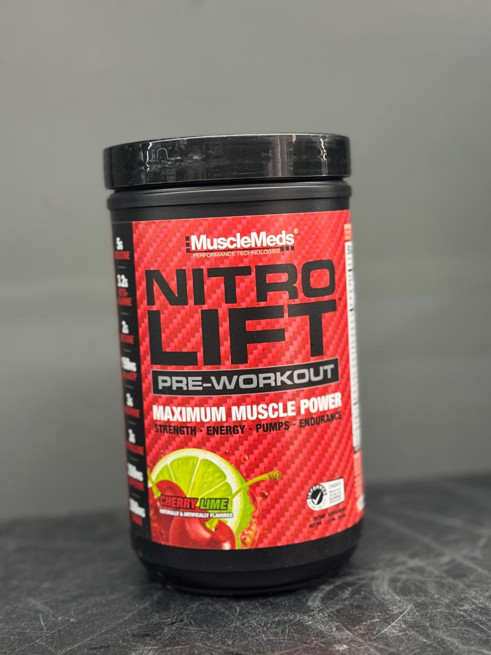 MuscleMeds Nitro Lift Pre-Workout – Maximum Muscle Power, Energy, & Pumps (Cherry Lime)