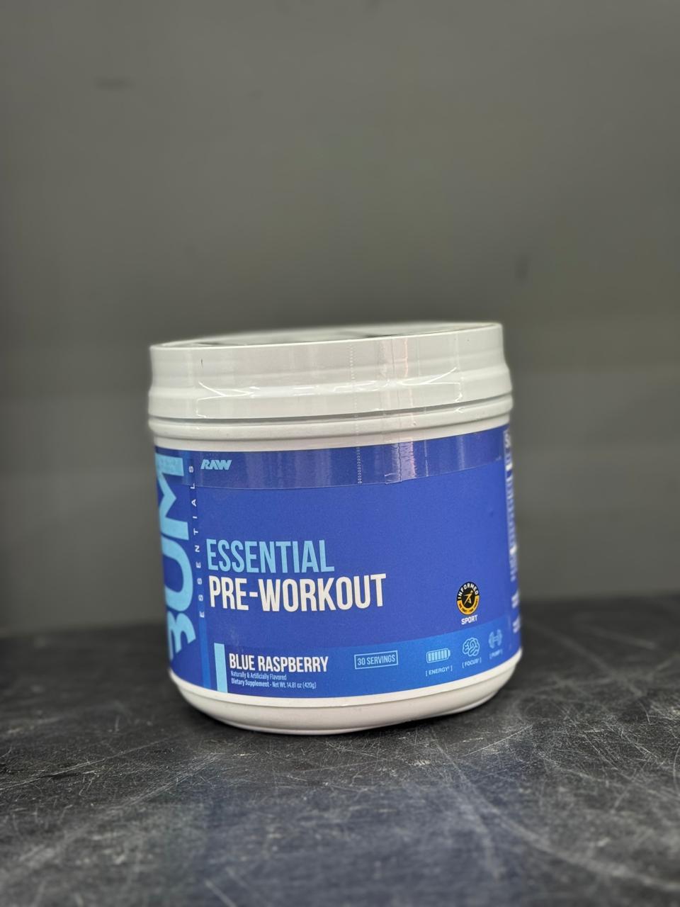 Raw Nutrition Essential Pre-Workout – Formulated & Tested by Chris Bumstead (Blue Raspberry Flavor)