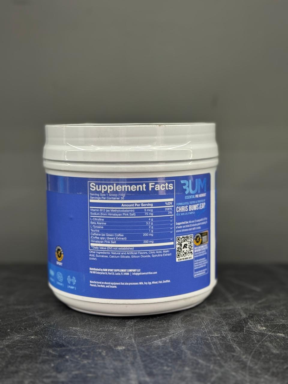 Raw Nutrition Essential Pre-Workout – Formulated & Tested by Chris Bumstead (Blue Raspberry Flavor)