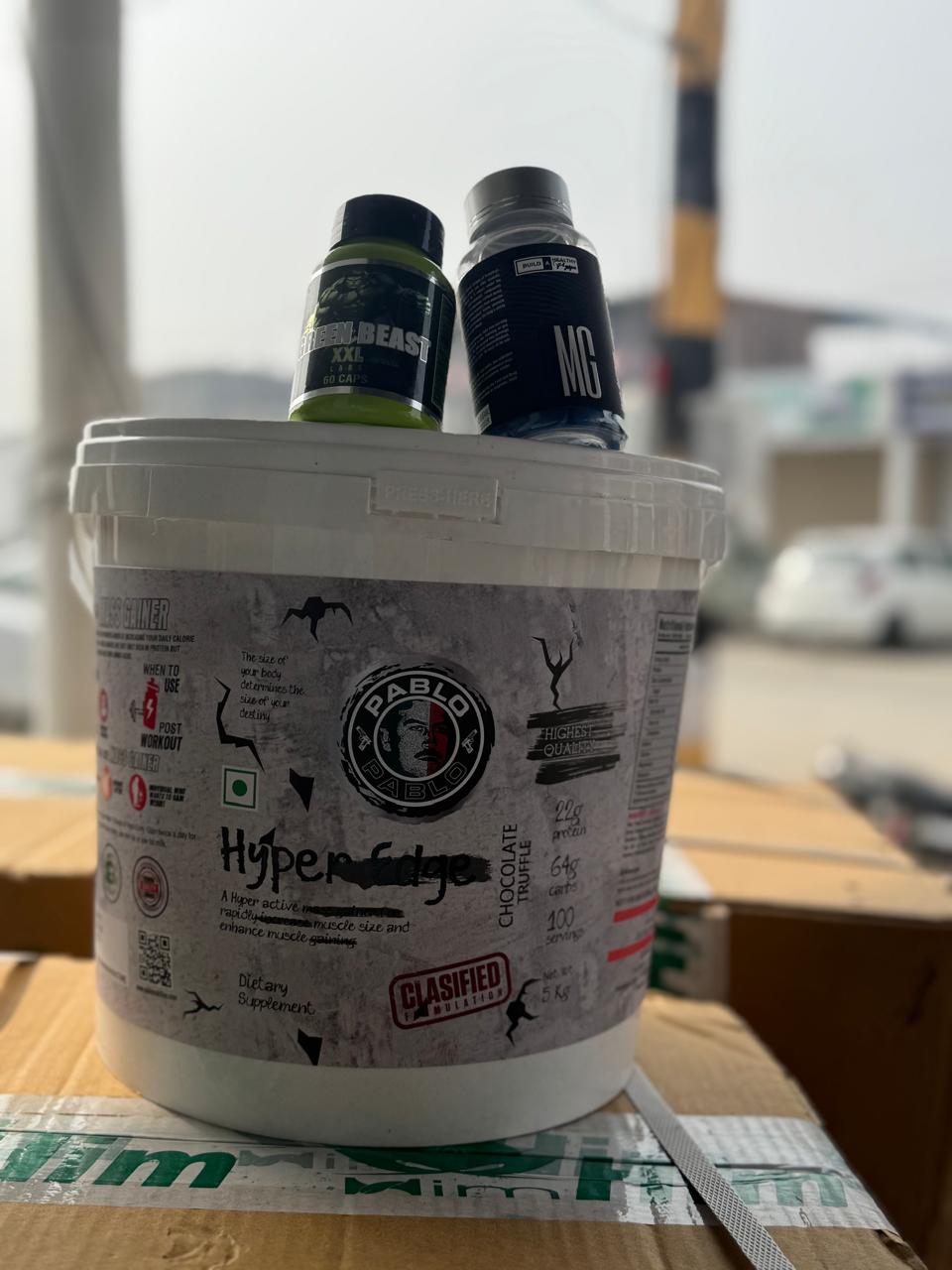 Hardcore Mass & Strength Triple Stack: Pablo Hyper Edge (5kg) + XXL Green Beast + OMG Big Biceps – Ultimate Bulk & Power Combo