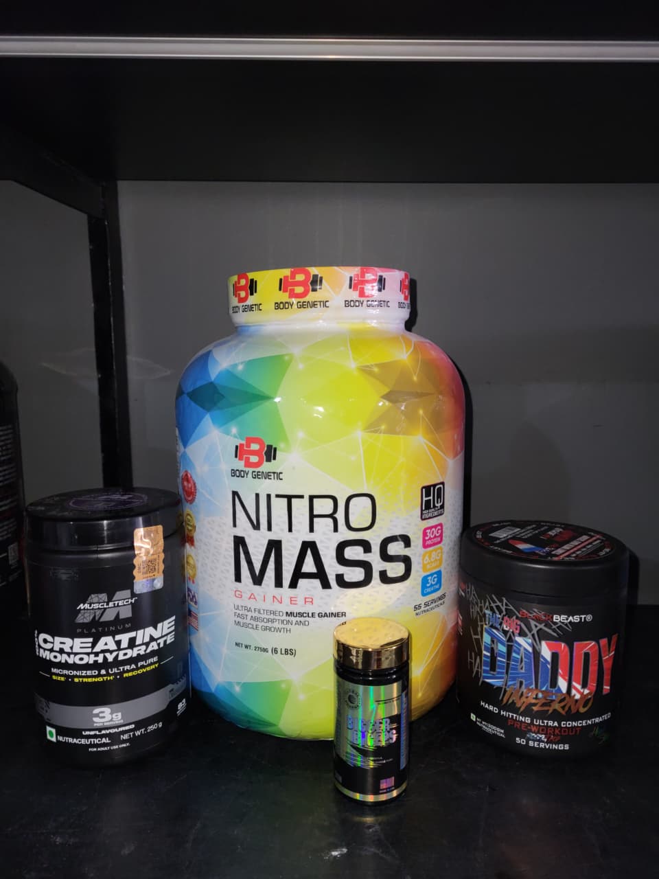 Ultimate Mass & Power Stack: Nitro Mass + Big Daddy Inferno + MuscleTech Creatine + Bigger Biceps