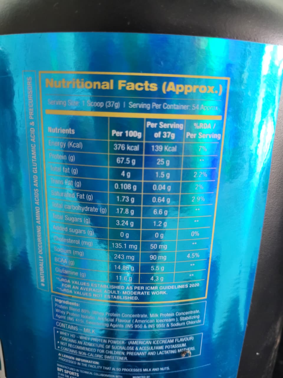 BPI Sports Whey HD™ Ultra Premium Whey Protein Powder - 2kg - American Ice Cream Flavour