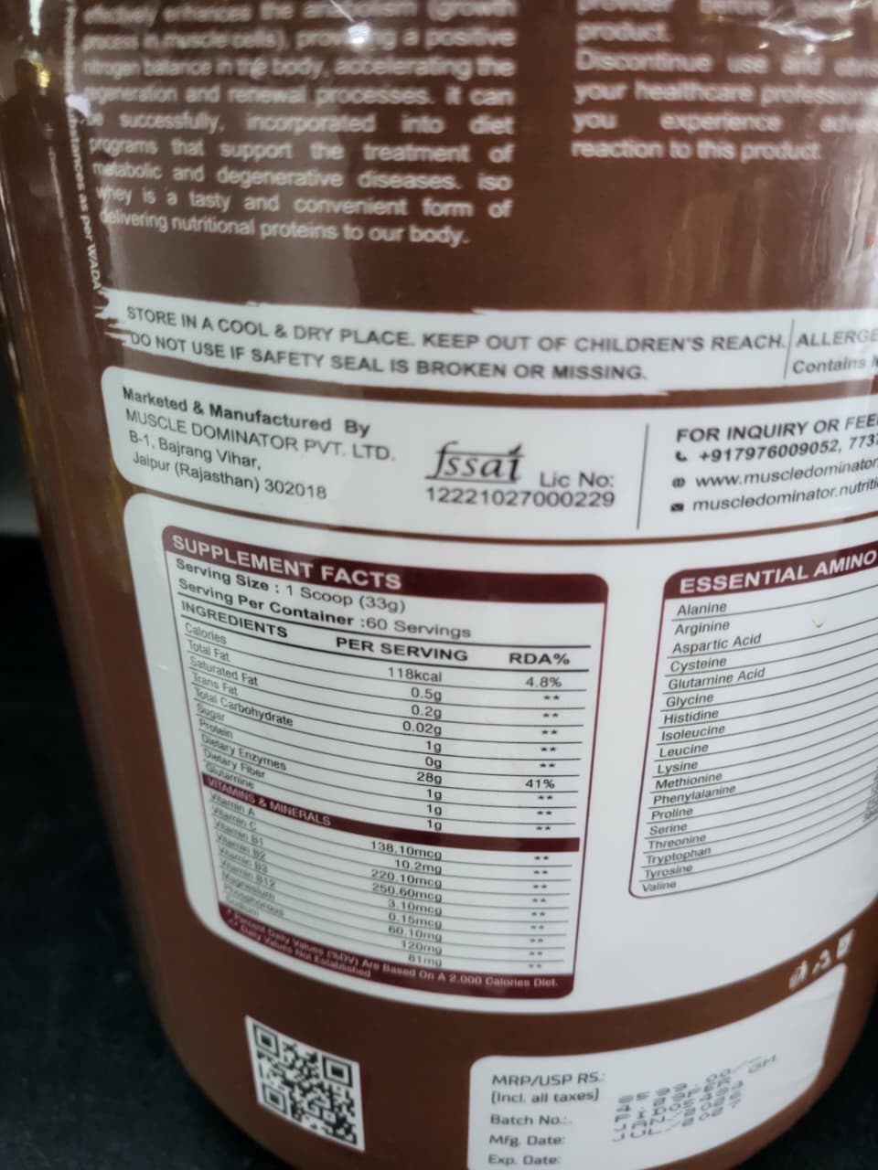 MD Nutrition Whey Isolate - Muscle Dominator Series - 2kg - Chocolate Crunch