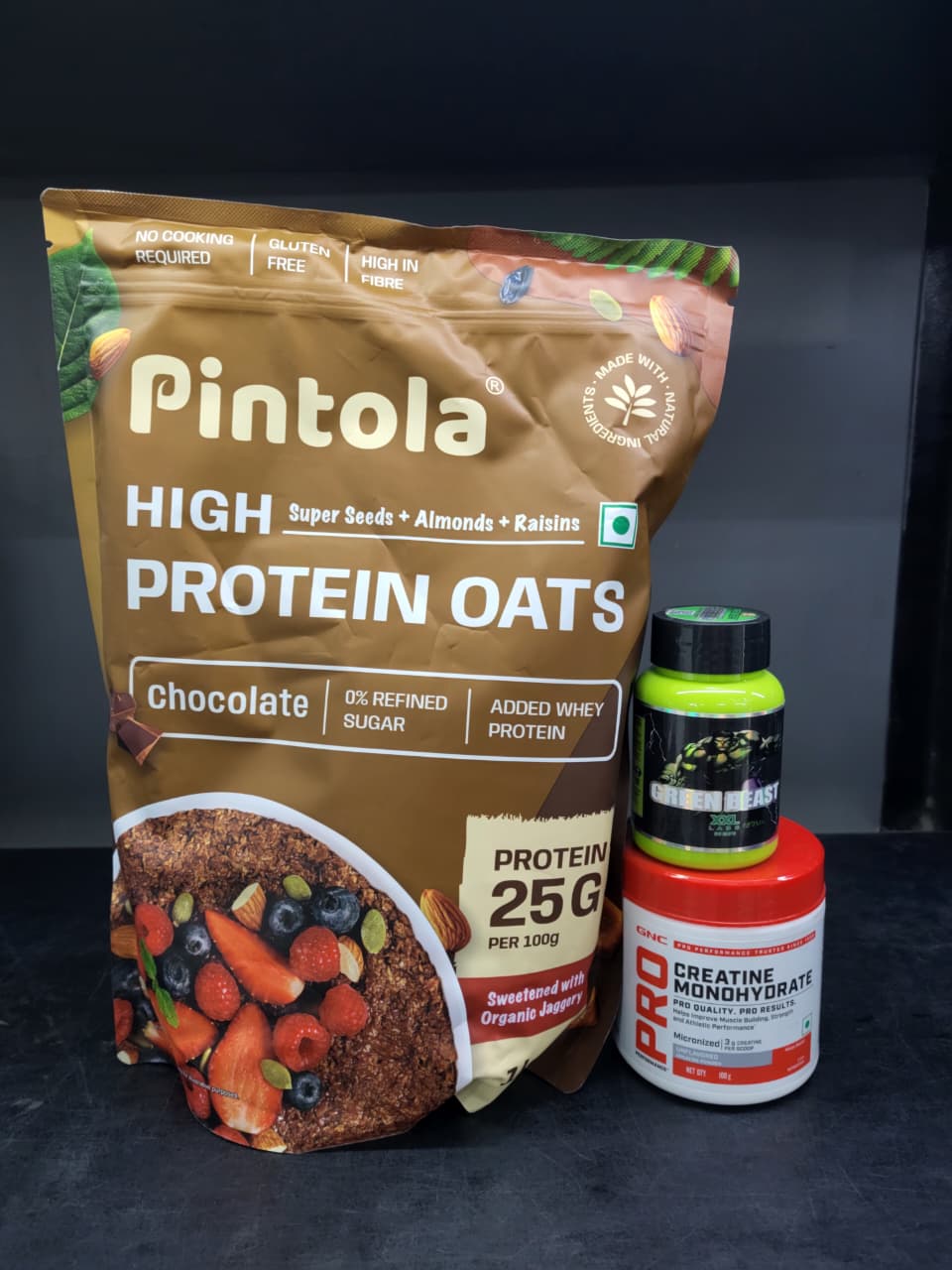 The Ultimate Muscle Performance Stack: Pintola High Protein Oats + GNC Creatine + Green Beast Advanced Support