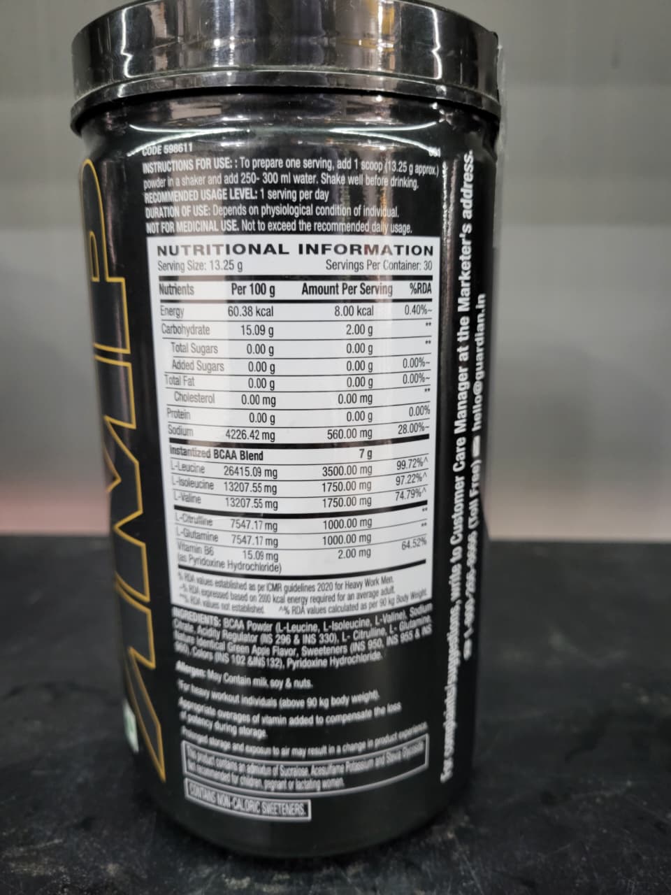 GNC Pro Performance® AMP | Gold Series BCAA Advanced – Green Apple (400g)