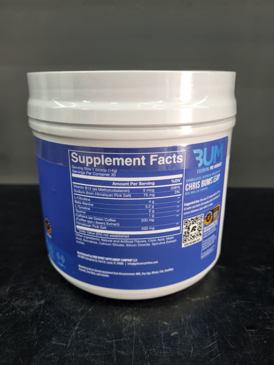 RAW Nutrition CBUM Series Essential Pre-Workout – 30 Servings (Blue Raspberry)