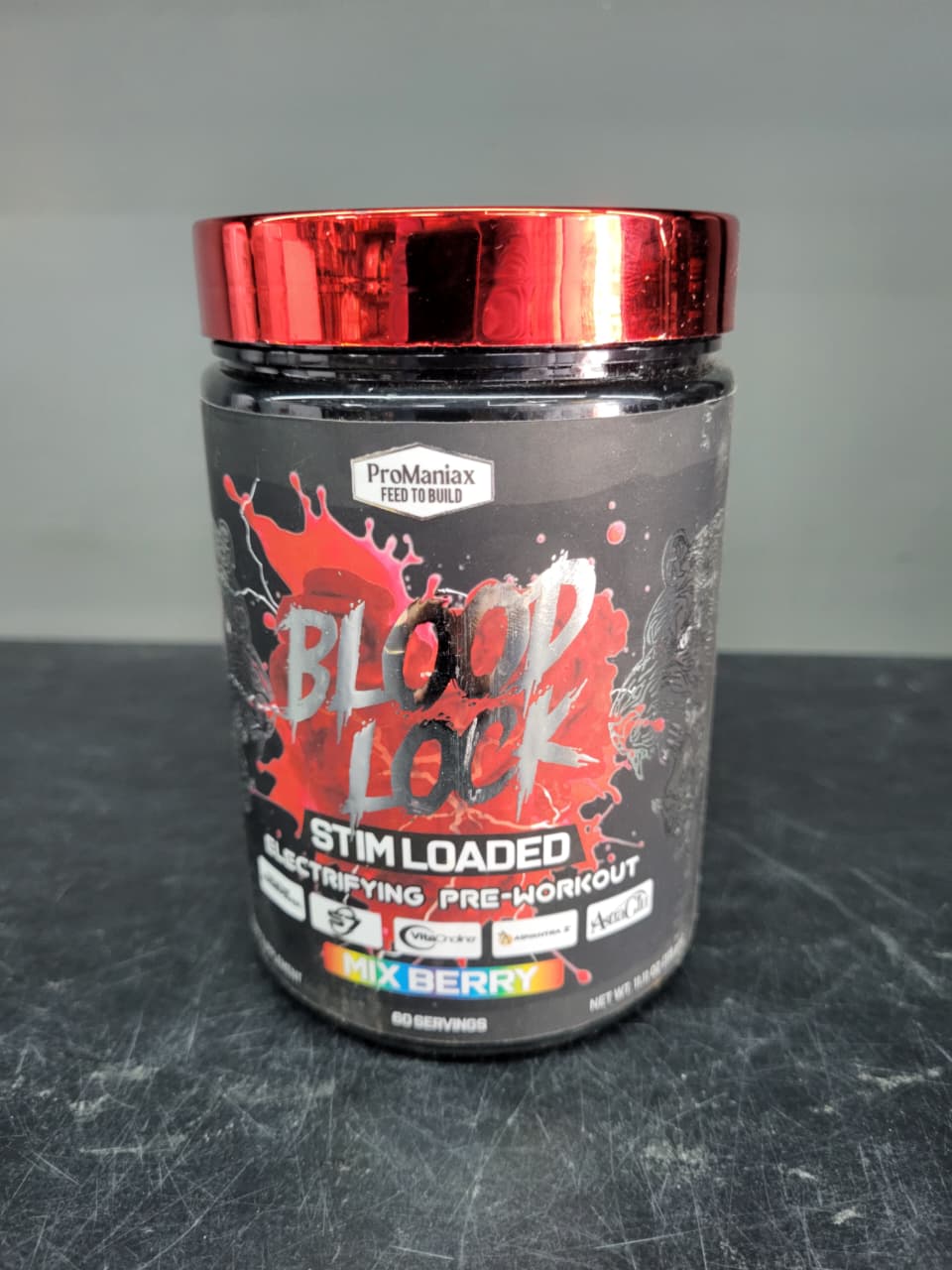 ProManiax Blood Lock: Stim Loaded Electrifying Pre-Workout – 60 Servings (Mix Berry)