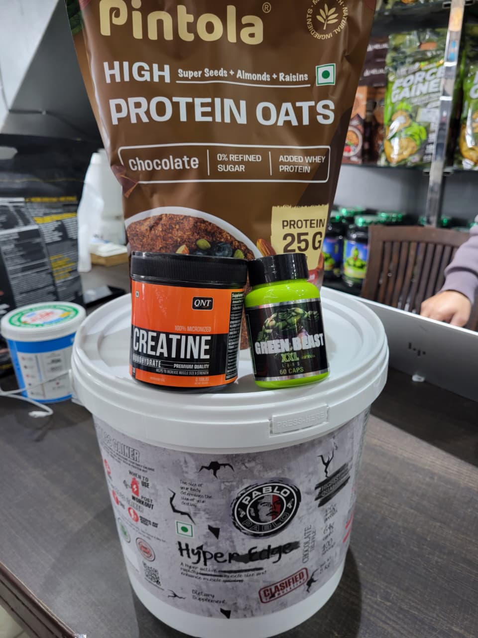 Elite Mass & Strength Performance Stack : Pablo "Hyper Edge" + Pintola High Protein Oats + QNT 100% Micronized Creatine + XXL Labs "Green Beast"