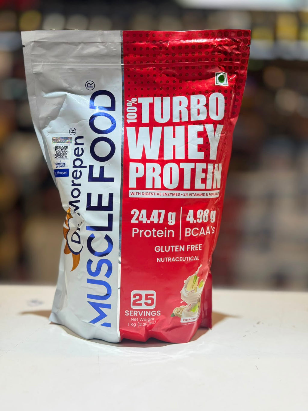 Dr. Morepen MuscleFood 100% Turbo Whey Protein – Kesar Pista (1kg)