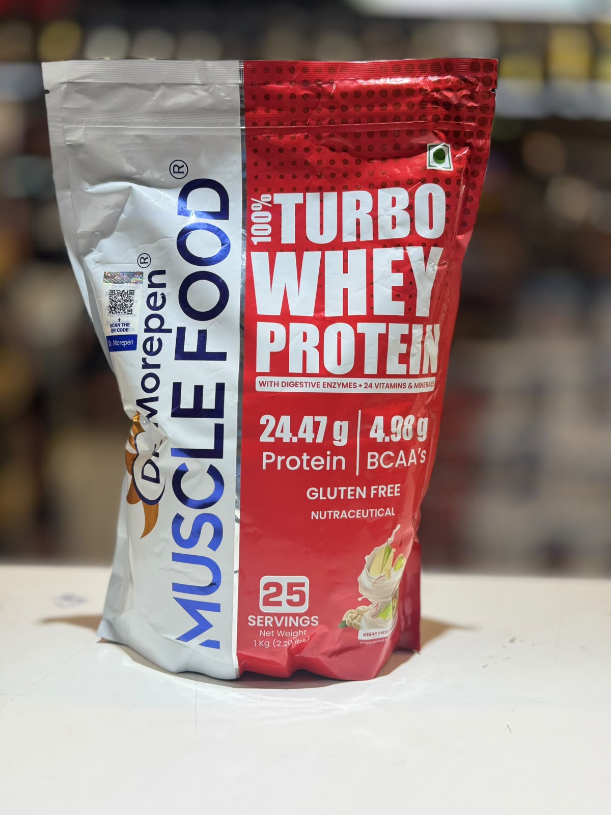 Dr. Morepen MuscleFood 100% Turbo Whey Protein – Kesar Pista (1kg)