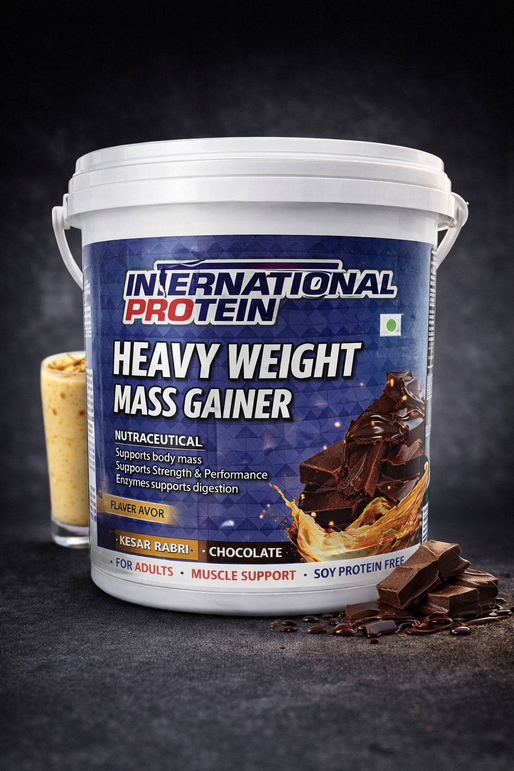 International Protein Heavy Weight Mass Gainer 5kg | High Calorie Muscle Builder (Kesar Rabri / Chocolate)