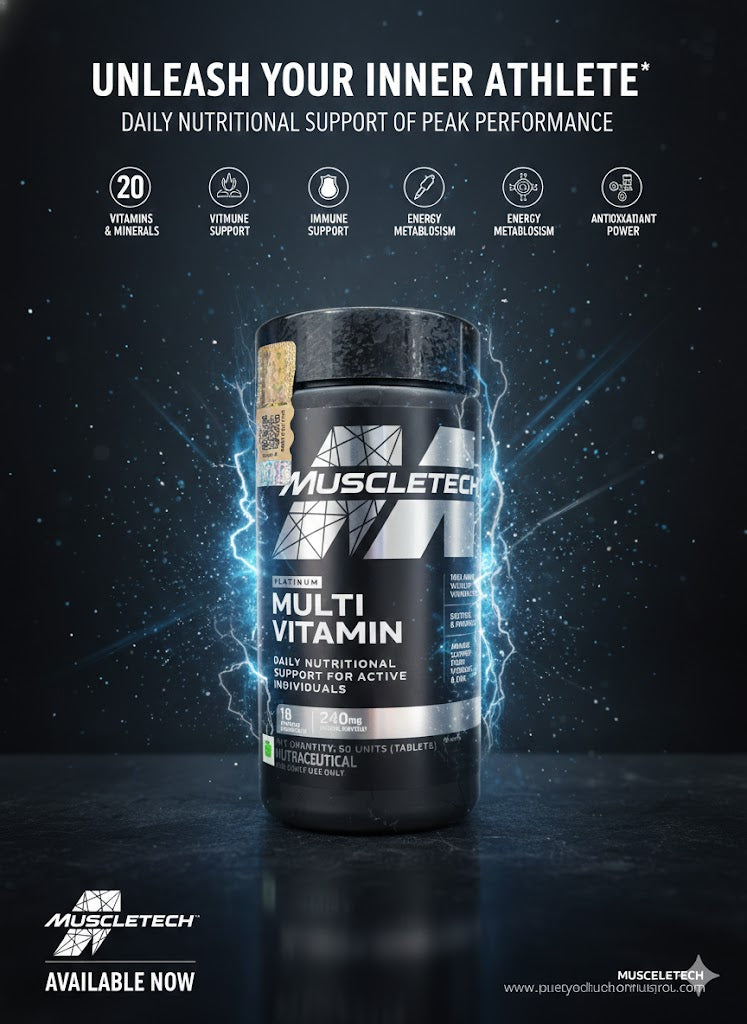 MuscleTech Platinum Multi Vitamin – Daily Nutritional Support for Active Individuals | 18 Vitamins & Minerals | 240mg Herbal Matrix (60 Tablets)