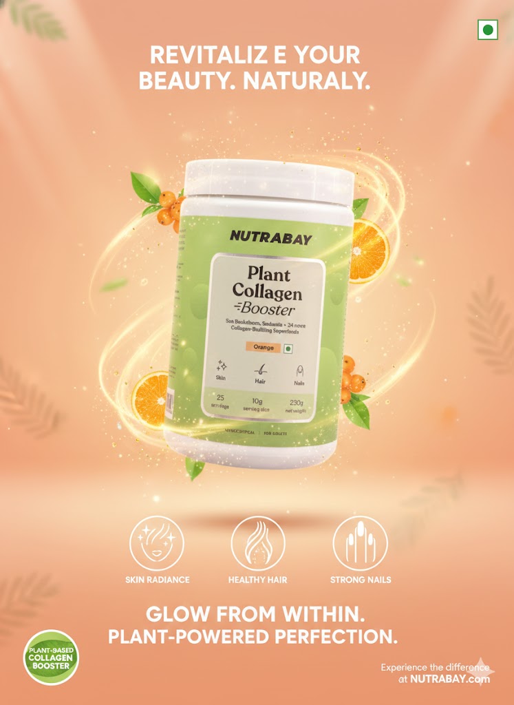 Nutrabay Collagen Booster Plant Based – Sea Buckthorn & Sesbania Superfood Blend (Orange Flavour, 250g) collagen supplements