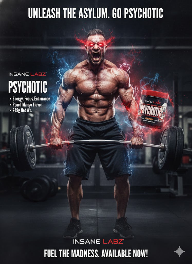 INSANE LABZ | PSYCHOTIC™ – High-Stimulant Pre-Workout (Peach Mango)