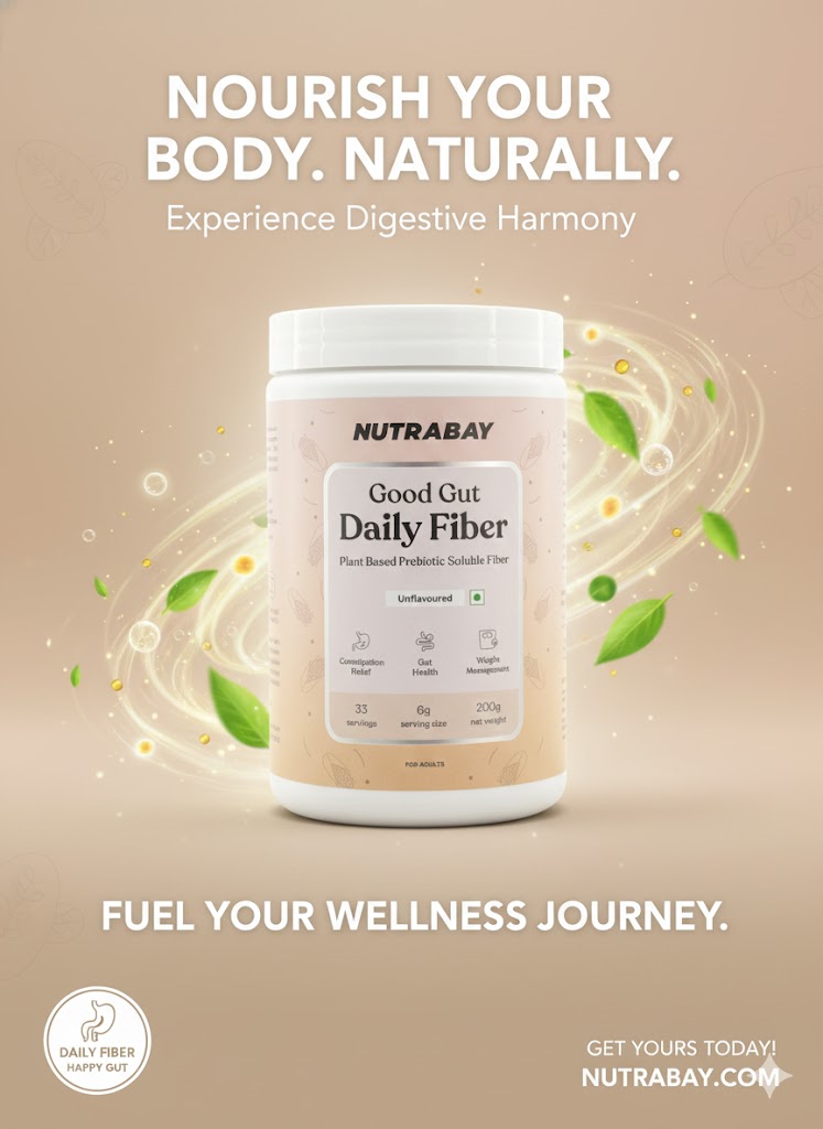 Nutrabay Good Gut Daily Fiber – Plant-Based Prebiotic Soluble Fiber (Unflavoured, 200g)