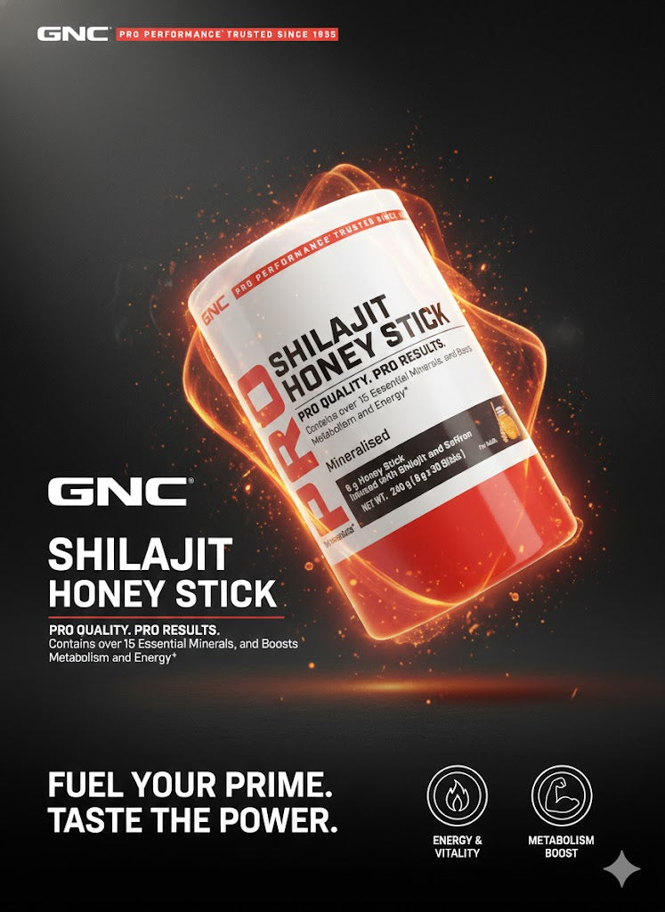 GNC Pro Performance Shilajit Honey Stick – Mineral-Rich Wellness Support with Saffron | Energy, Metabolism & Vitality (240g / 30 Sticks)