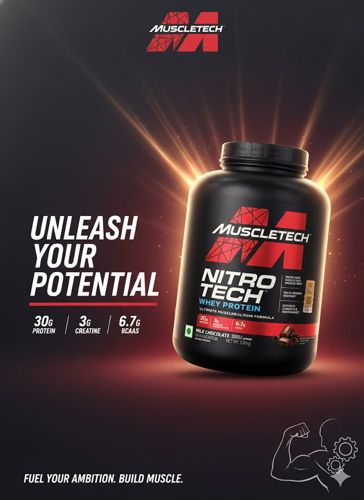 MuscleTech Nitro-Tech Whey Protein – Ultimate Musclebuilding Formula (Milk Chocolate, 1.81kg), Muscle Gainer