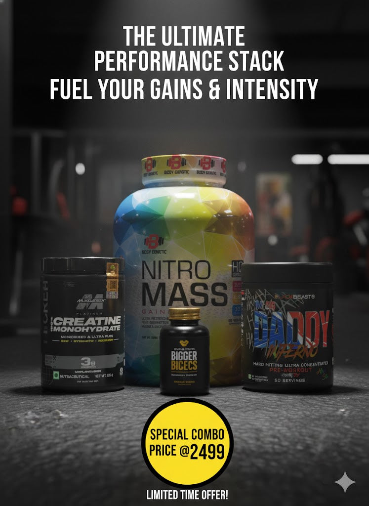 Ultimate Mass & Power Stack: Nitro Mass + Big Daddy Inferno + MuscleTech Creatine + Bigger Biceps