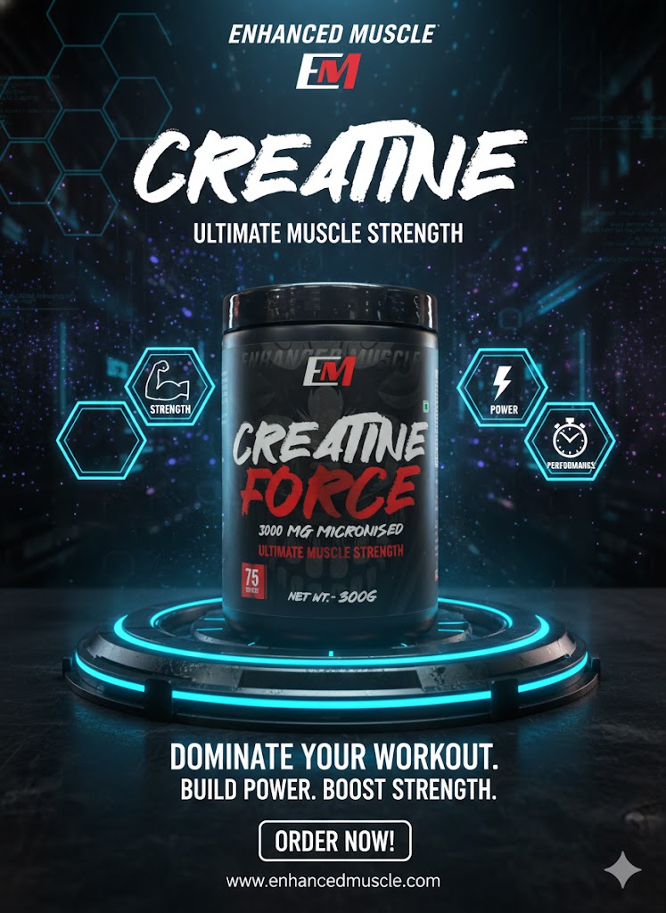 Enhanced Muscle Creatine Force – 3000mg Micronized Creatine Monohydrate with HMB (300g, 75 Servings)